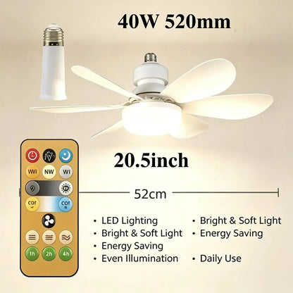 E27 with Remote LED 30W Ceiling Fan Light Dimming Function Suitable for Living Room Study and Home Use 85-265V